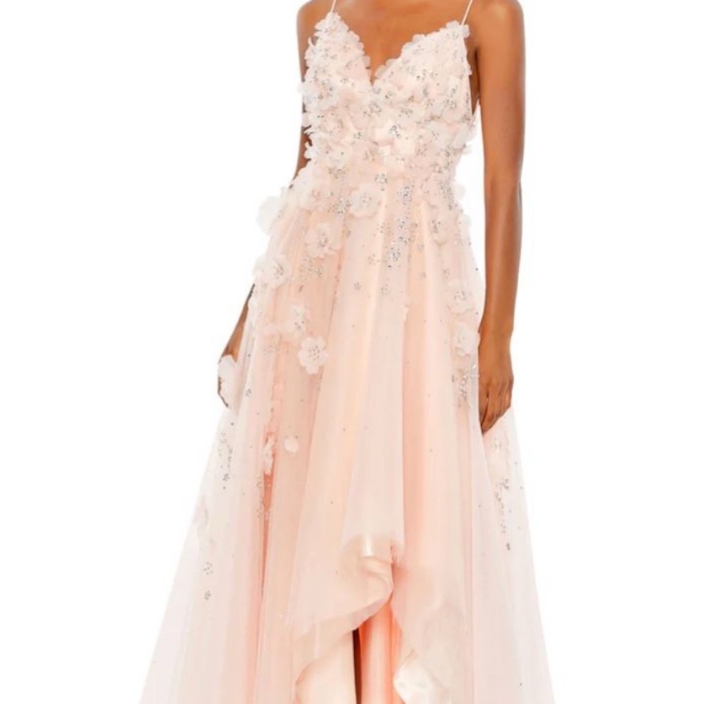 NWT Mac Duggal Pink Floral Crystal Embellished Gown
